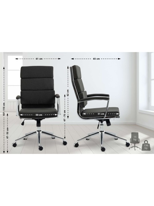 Kontorstol Cleveland stof, mørkegrå