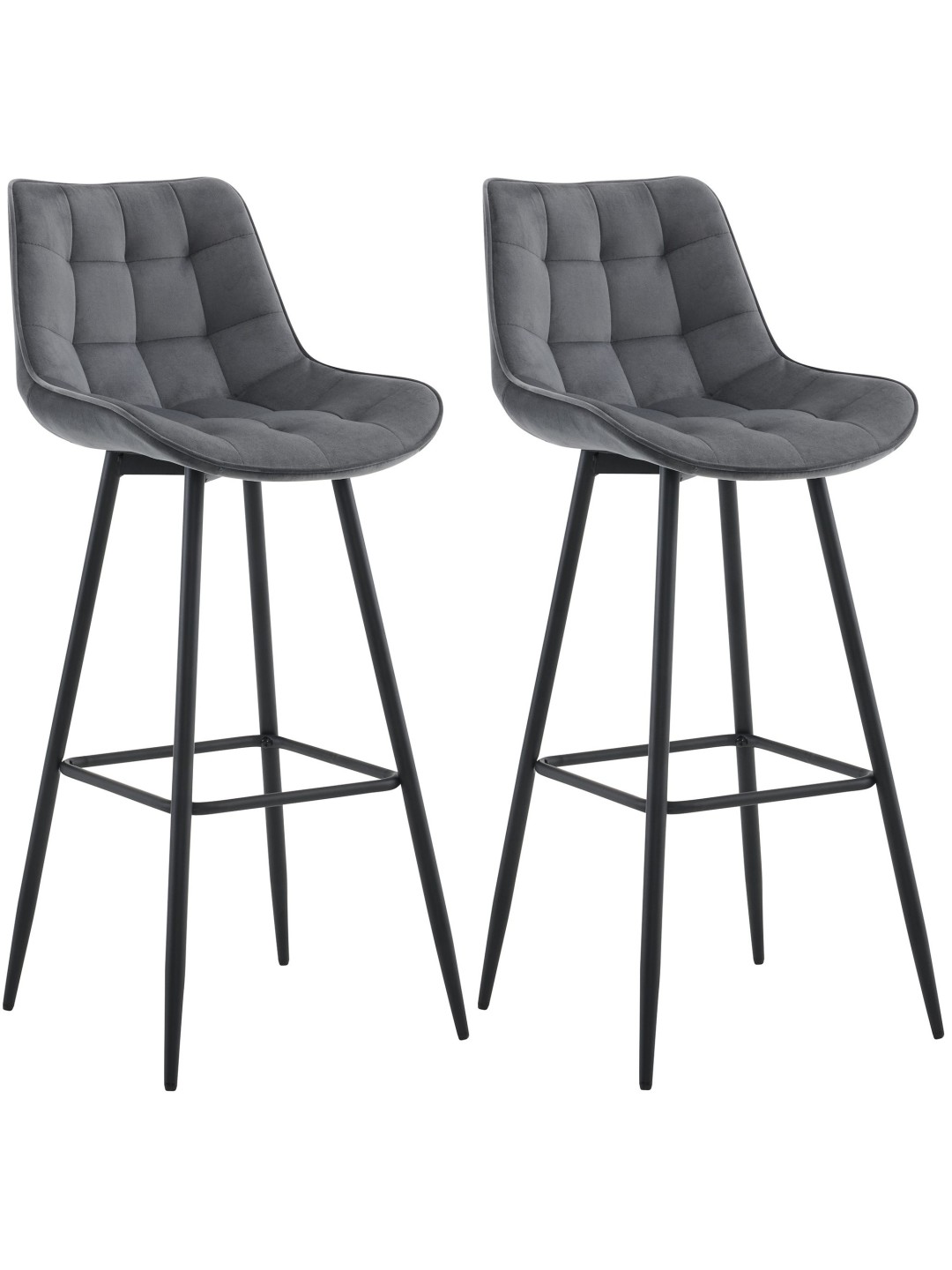 Sæt med 2 barstole Dartford velvet, mørkegrå