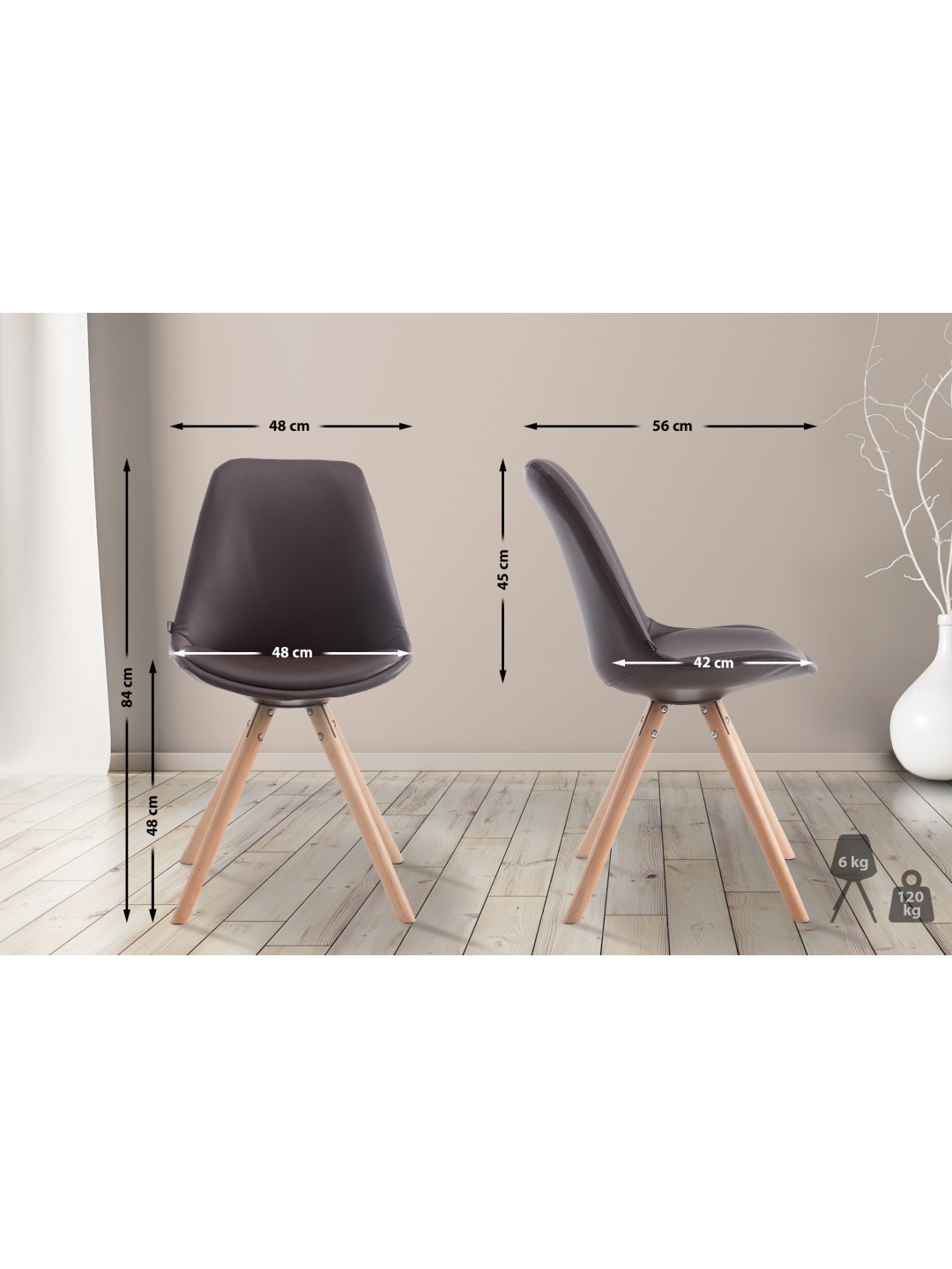 Besøgsstol Laval Natura rund, brun