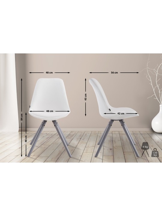 Besøgsstol Laval rund grå, hvid