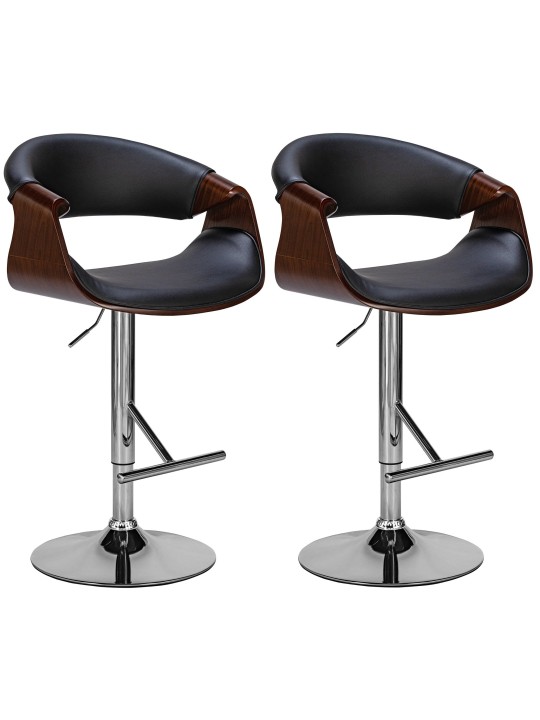 Sæt med 2 barstole Foley imiteret læder, valnød/sort