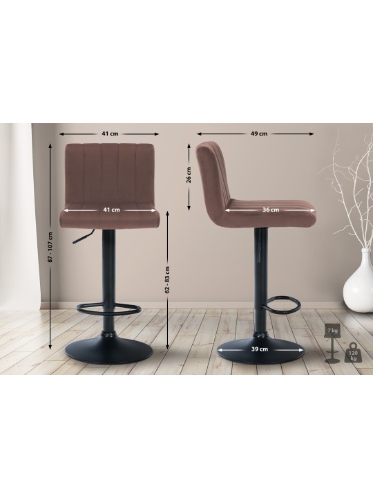 Barstol Jamie velvet, brun