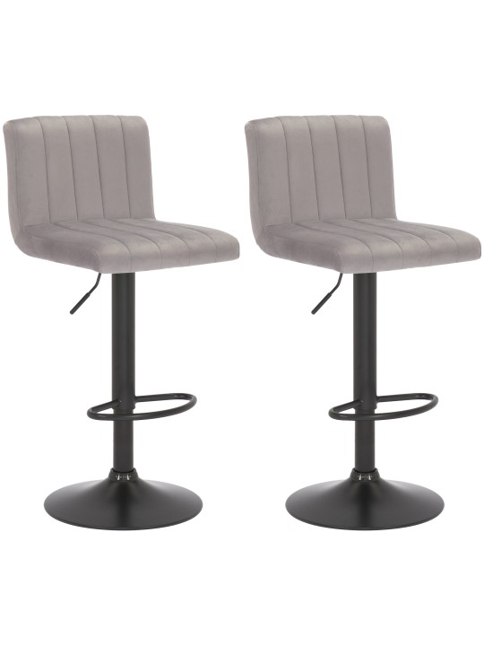 Sæt med 2 barstole Jamie velvet, grå