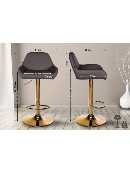 Barstol Braga Gold imiteret læder, brun