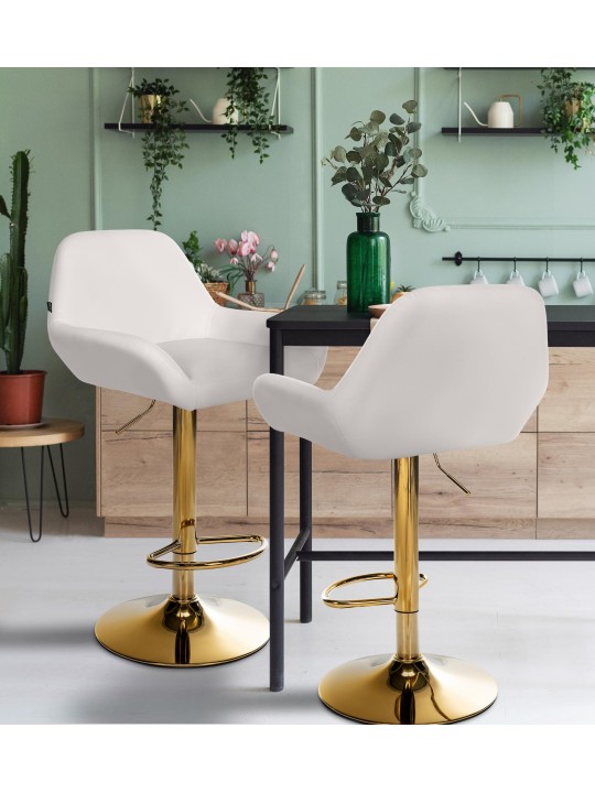 Barstol Braga Gold imiteret læder, hvid