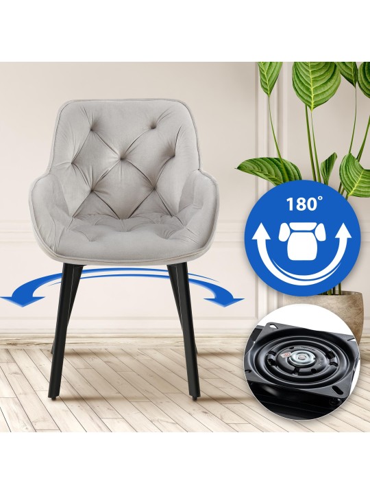 Spisestuestol Antigo fløjl, grå