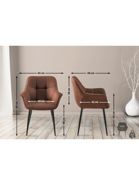 Spisestuestol Roseville stof, brun