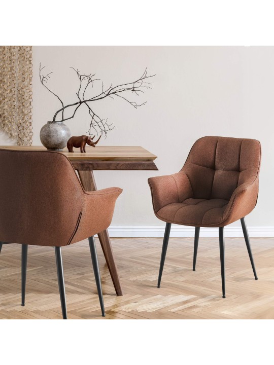 Spisestuestol Roseville stof, brun