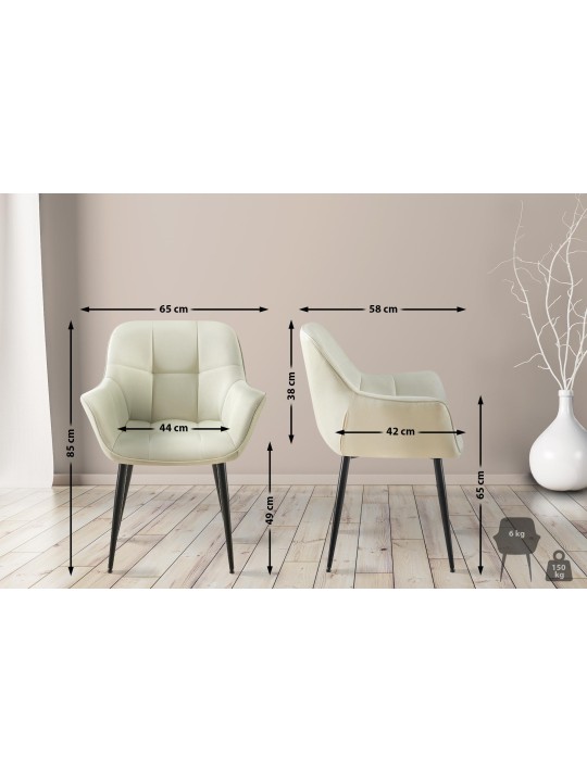 Spisestuestol Roseville stof, creme