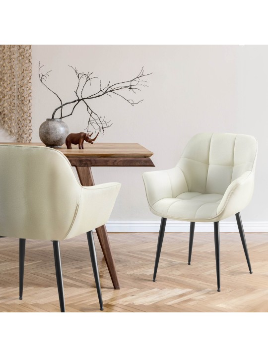 Spisestuestol Roseville stof, creme