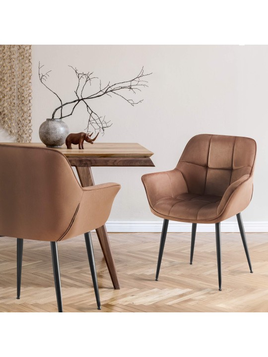 Roseville fløjl spisestuestol, brun Roseville fløjl spisestuestol, brun