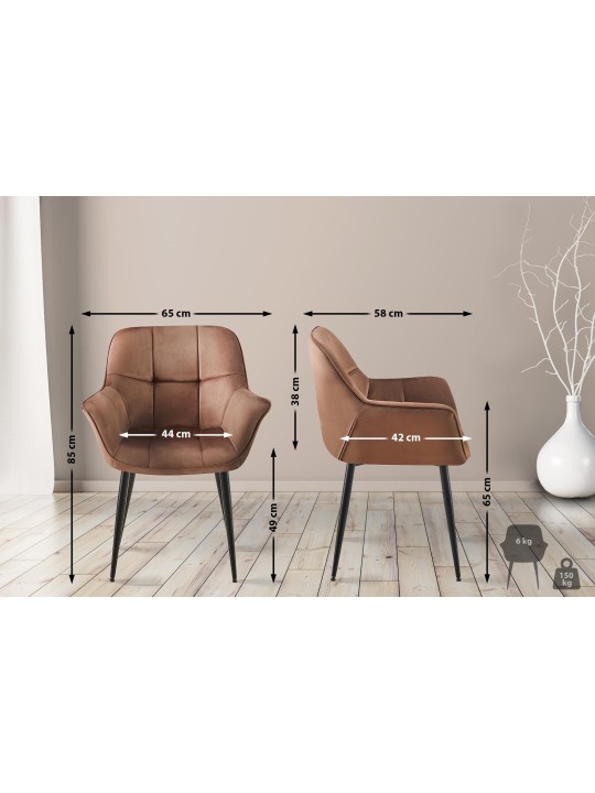 Roseville fløjl spisestuestol, brun Roseville fløjl spisestuestol, brun