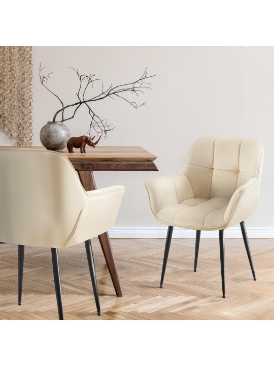 Roseville fløjl spisestuestol, creme Roseville fløjl spisestuestol, creme