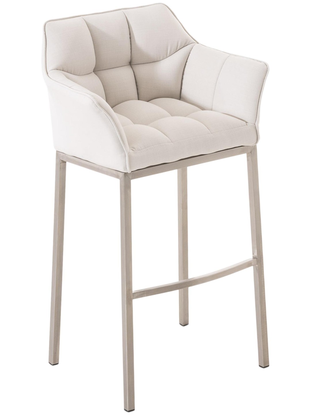 Barstol Damaso E stof med 4 fods stel, hvid