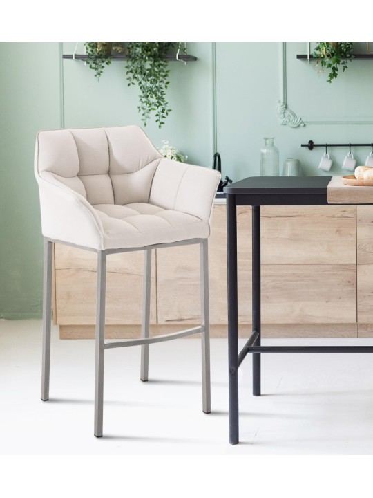 Barstol Damaso E stof med 4 fods stel, hvid Barstol Damaso E stof med 4 fods stel, hvid