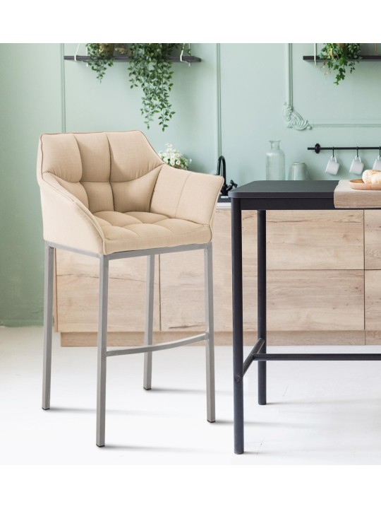 Barstol Damaso E stof med 4 fods stel, creme Barstol Damaso E stof med 4 fods stel, creme