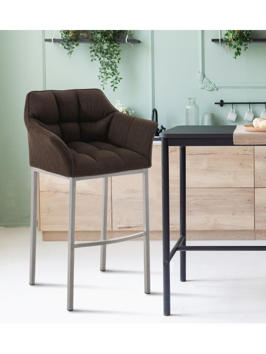 Barstol Damaso E stof med 4 fods stel, brun Barstol Damaso E stof med 4 fods stel, brun