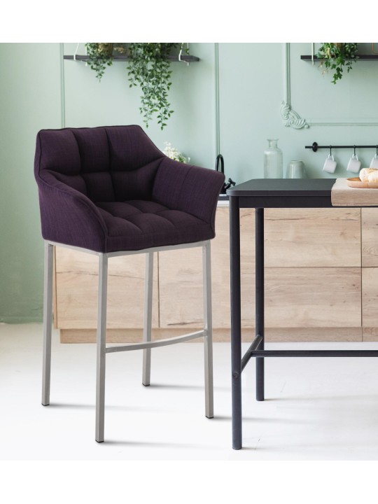 Barstol Damaso E stof med 4 fods stel, lilla