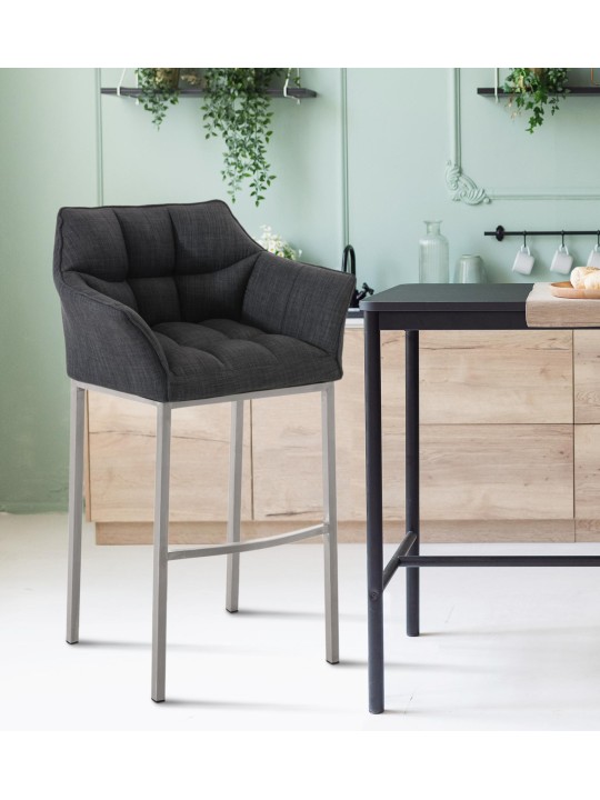 Barstol Damaso E stof med 4 fods stel, mørkegrå Barstol Damaso E stof med 4 fods stel, mørkegrå