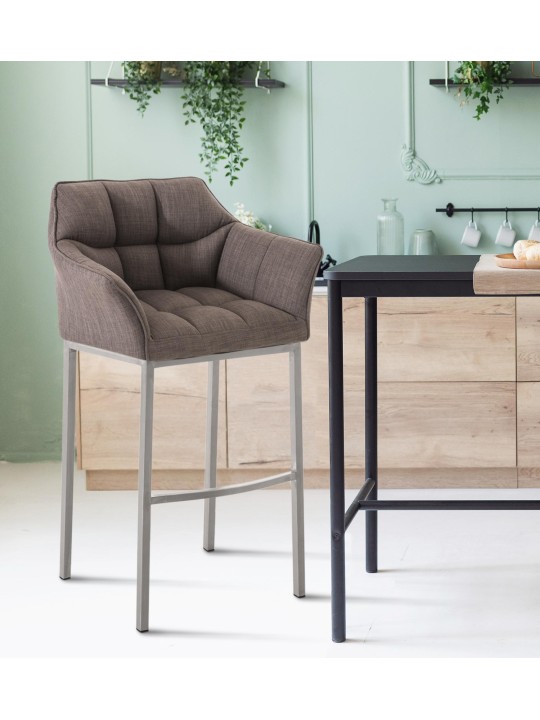 Barstol Damaso E stof med 4 fods stel, grå Barstol Damaso E stof med 4 fods stel, grå