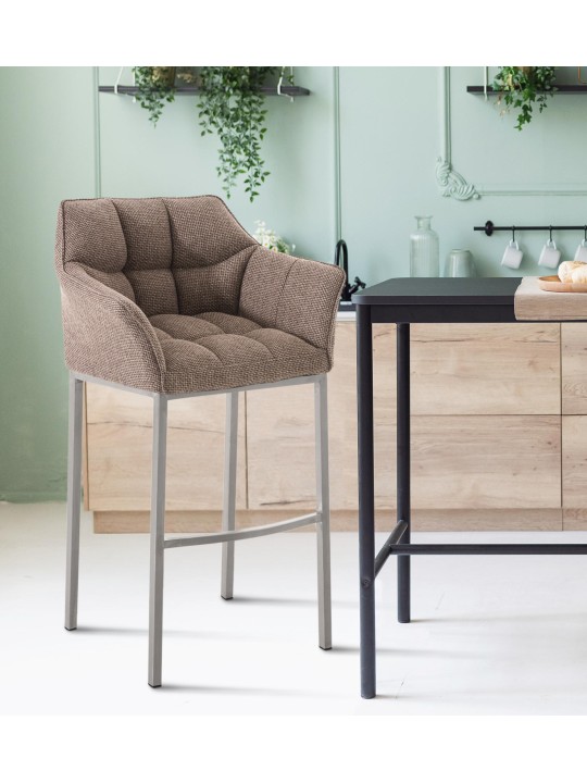 Barstol Damaso E stof med 4 fods stel, terrabrun Barstol Damaso E stof med 4 fods stel, terrabrun