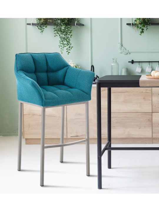 Barstol Damaso E stof med 4 fods stel, turkis Barstol Damaso E stof med 4 fods stel, turkis