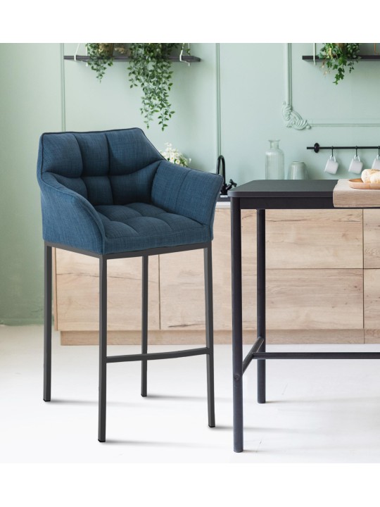 Barstol Damaso B stof med 4 fods stel, blå Barstol Damaso B stof med 4 fods stel, blå