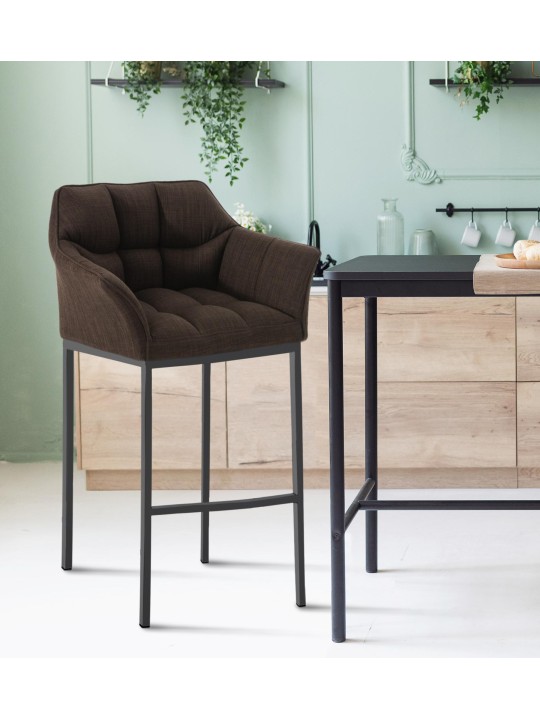 Barstol Damaso B stof med 4 fods stel, brun Barstol Damaso B stof med 4 fods stel, brun