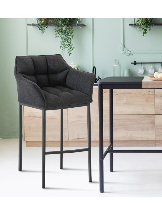 Barstol Damaso B stof med 4 fods stel, mørkegrå Barstol Damaso B stof med 4 fods stel, mørkegrå