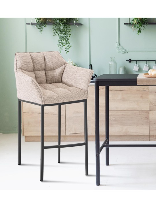 Barstol Damaso B stof med 4 fods stel, elfenben Barstol Damaso B stof med 4 fods stel, elfenben