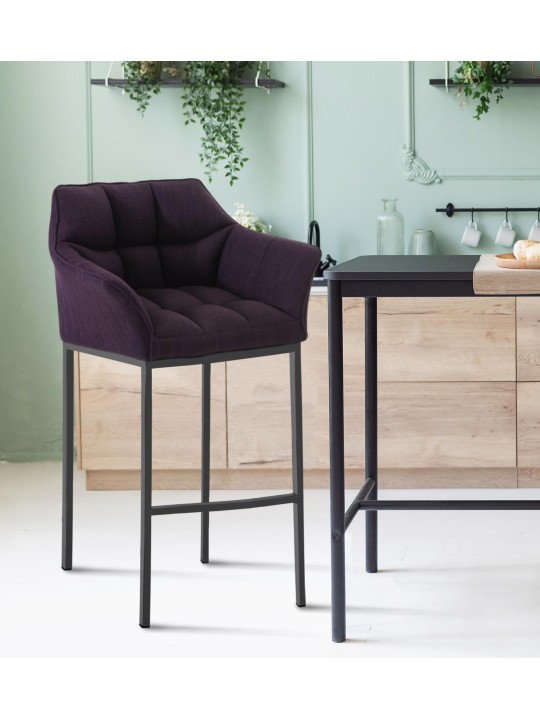 Barstol Damaso B stof med 4 fods stel, lilla