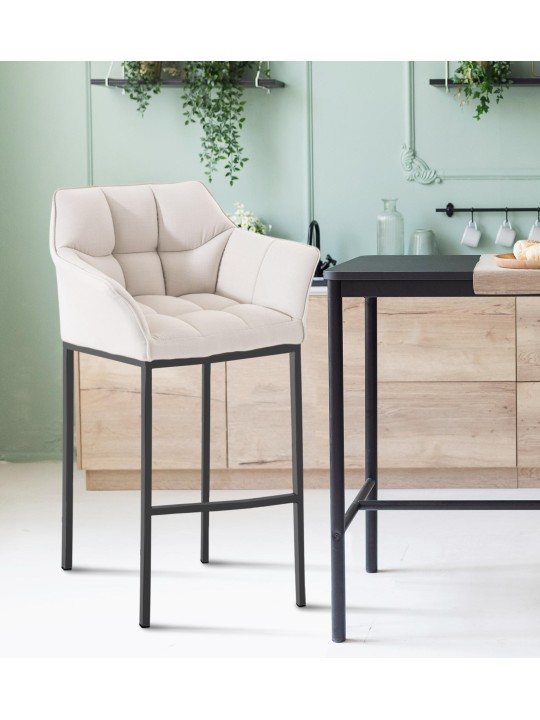 Barstol Damaso B stof med 4 fods stel, hvid Barstol Damaso B stof med 4 fods stel, hvid