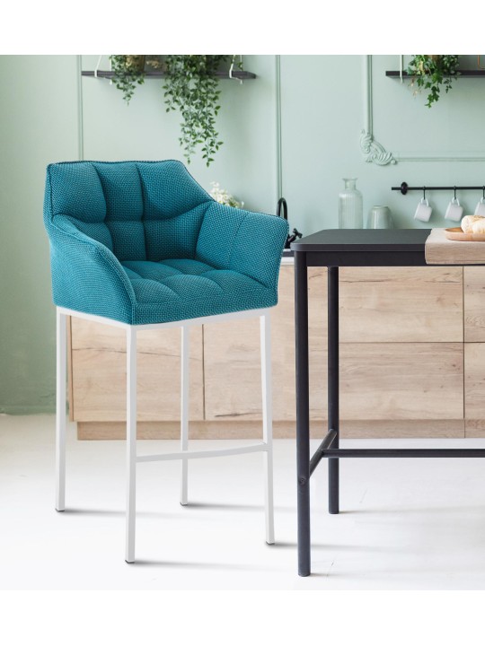 Barstol Damaso W stof med 4 fods stel, turkis Barstol Damaso W stof med 4 fods stel, turkis