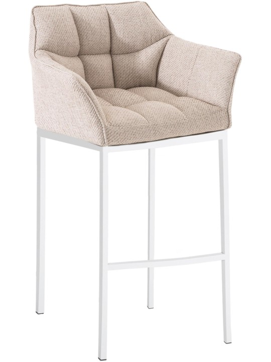 Barstol Damaso stof med 4 fods stel, elfenben Barstol Damaso stof med 4 fods stel, elfenben