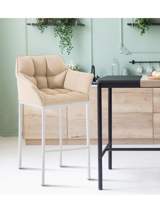 Barstol Damaso stof med 4 fods stel, creme Barstol Damaso stof med 4 fods stel, creme