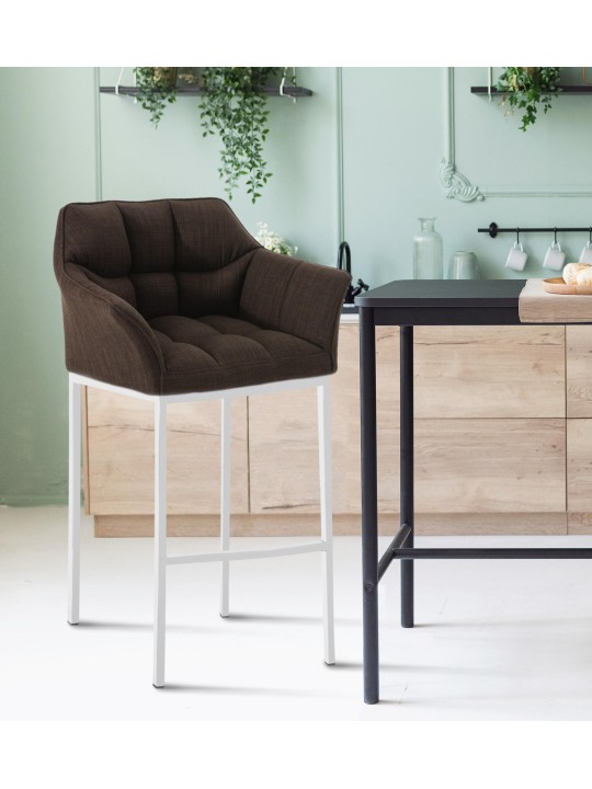 Barstol Damaso stof med 4 fods stel, brun Barstol Damaso stof med 4 fods stel, brun