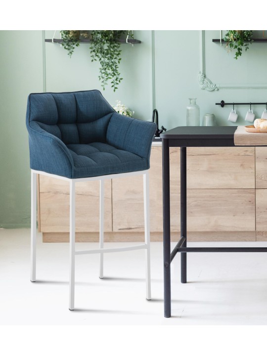 Barstol Damaso stof med 4 fods stel, blå Barstol Damaso stof med 4 fods stel, blå