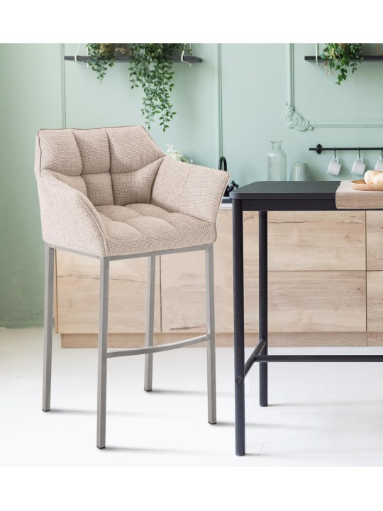 Barstol Damaso E stof med 4 fods stel, elfenben Barstol Damaso E stof med 4 fods stel, elfenben