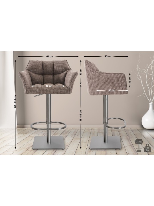 Barstol Damaso E stof, terrabrun