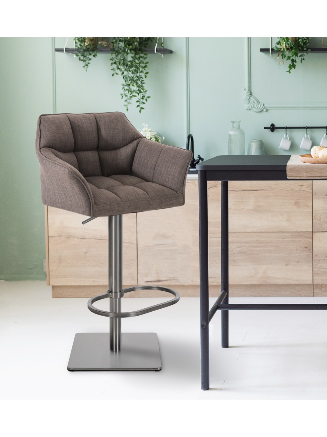 Barstol Damaso E stof, grå