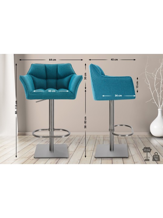 Barstol Damaso E stof, turkis