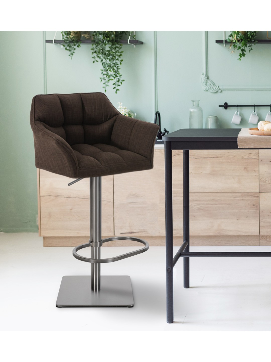 Barstol Damaso E stof, brun