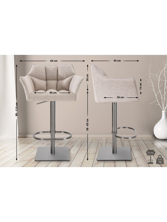 Barstol Damaso E stof, elfenben