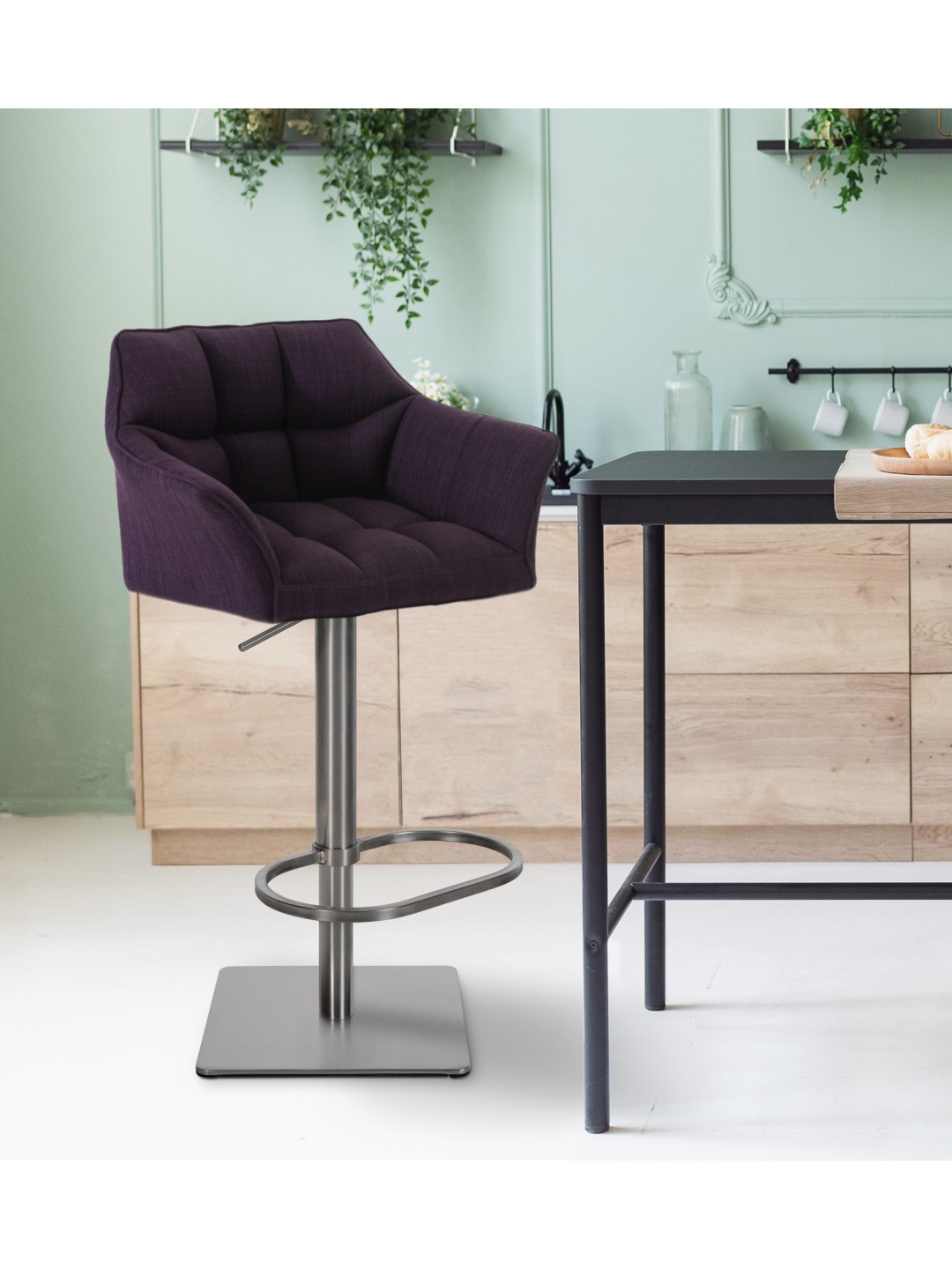 Barstol Damaso E stof, lilla