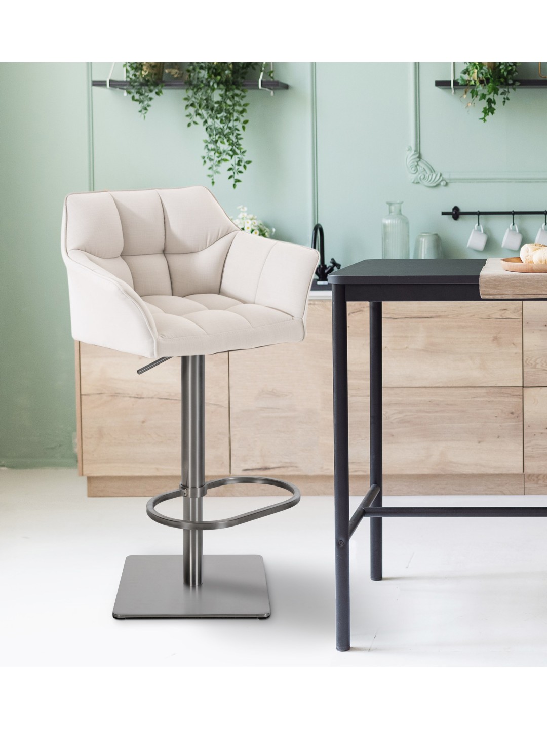 Barstol Damaso E stof, hvid