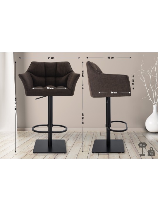 Barstol Damaso B stof, brun