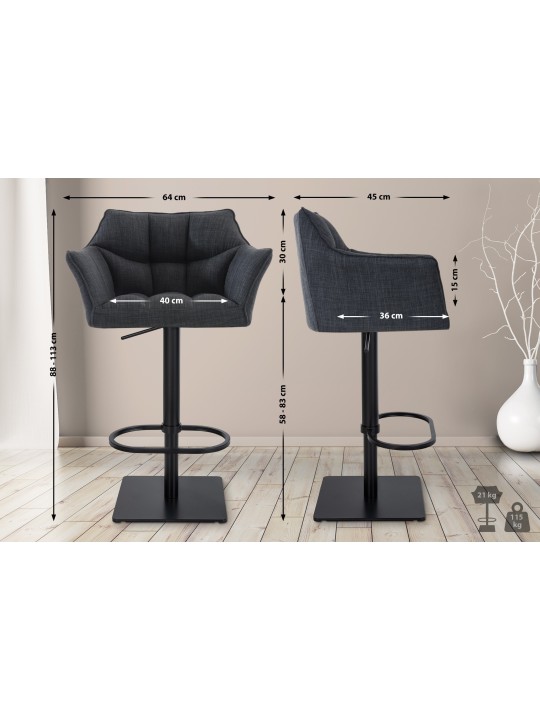 Barstol Damaso B stof, mørkegrå