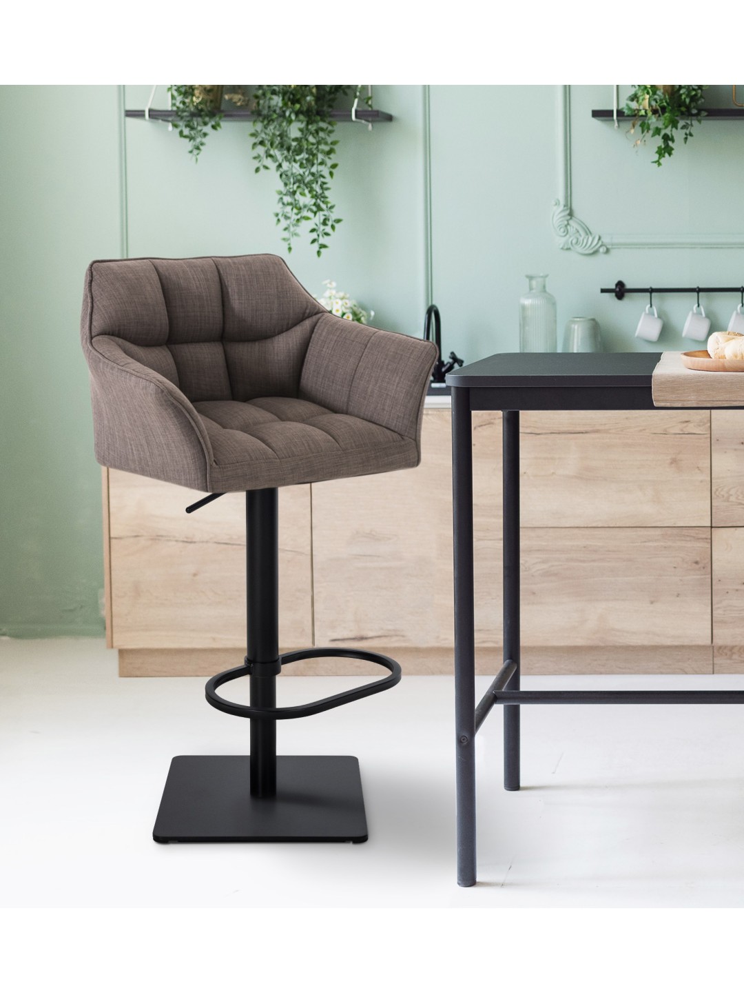 Barstol Damaso B stof, grå