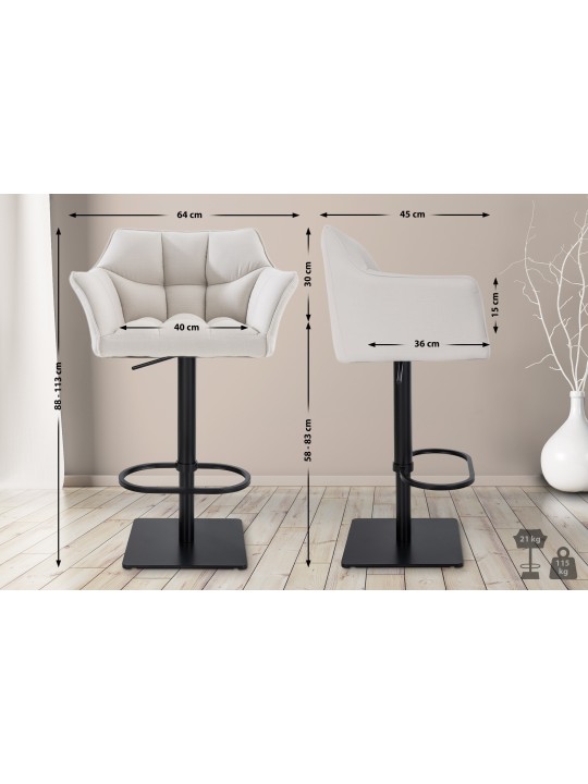 Barstol Damaso B stof, hvid