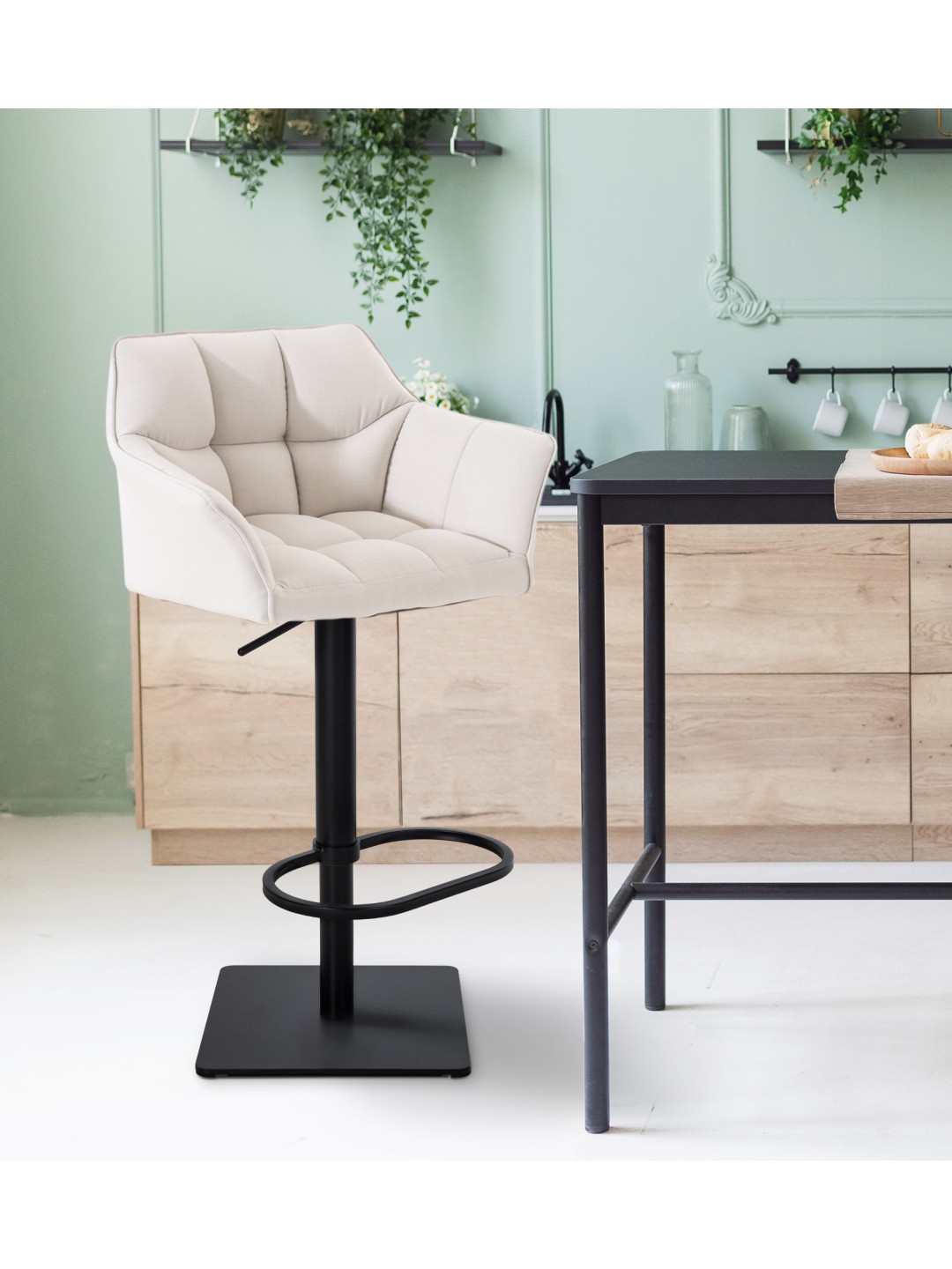 Barstol Damaso B stof, hvid